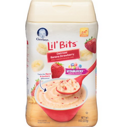 【亚马逊海外购】美亚自营发货，Gerber嘉宝Lil Bits Oatmeal香蕉Strawberry麦片粥 8 盎司(226.80克) (6 包)