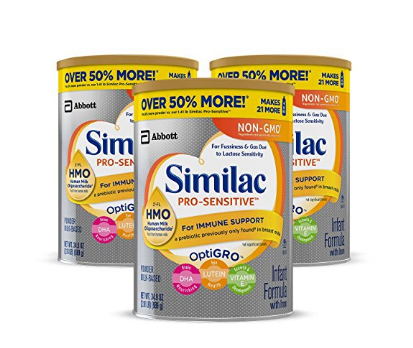 补货：Similac Pro-Sensitive 非转基因敏感型加铁婴儿配方奶粉 3罐x34.9oz